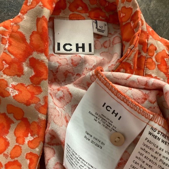 Ichi Flowy Orange Floral Shirt XL 40:bust - Picture 7 of 11